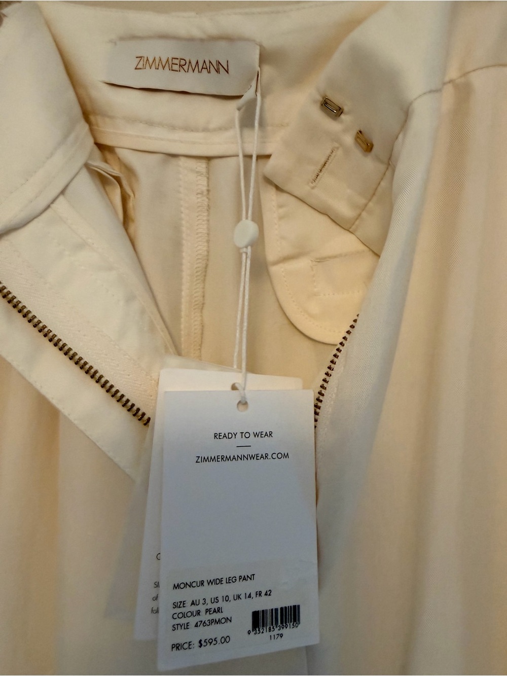 Zimmermann Wide-Leg Cream Satin Trousers - Picture 8 of 10